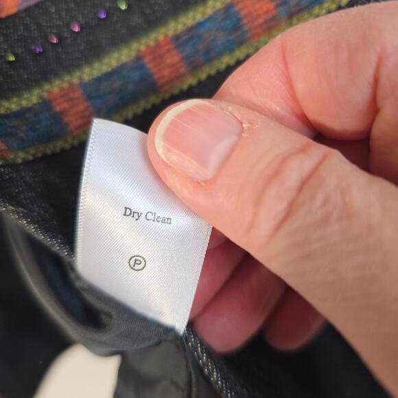 Coldwater Creek Jacket Women's 16 Black Denim Multicolored Embellished Artsy - Picture 7 of 15